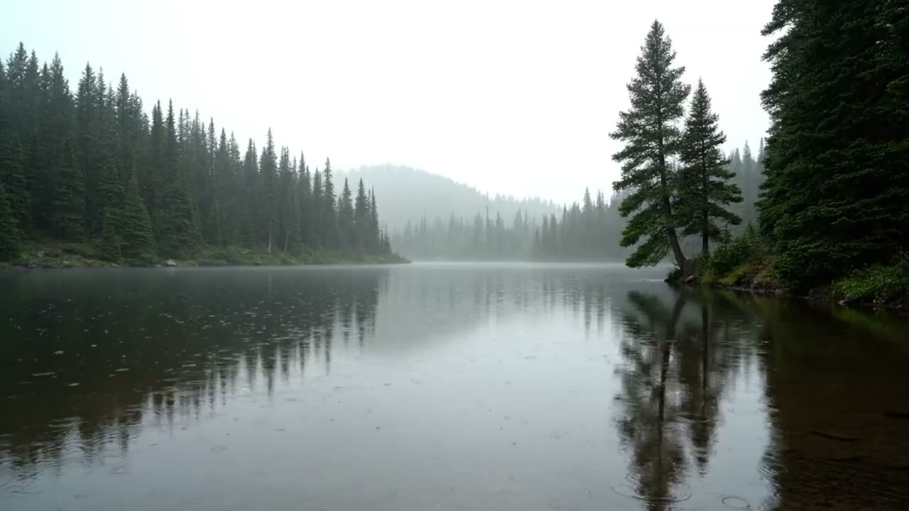 Peaceful Rainy Lake in the Pine Forest 🌧️ 10 Hours Rain Sounds for Deep Sleep & Relaxation