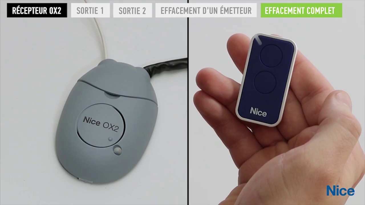 Comment effacer complètement la mémoire du récepteur Nice OX2 ?