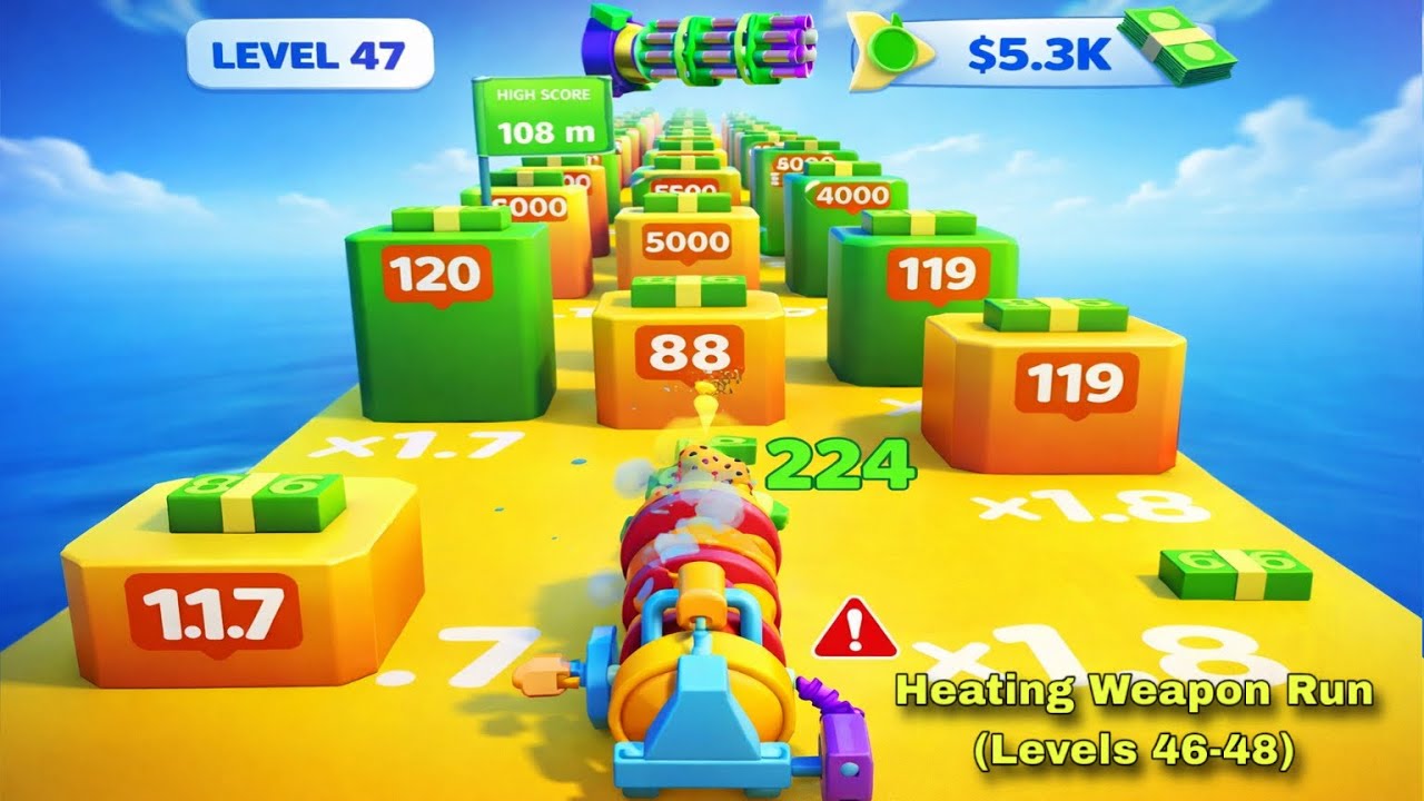 Heating Weapon Run - All Levels Gameplay Pop Pi (Levels 46-48)