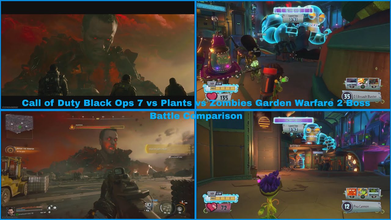 Call of Duty Black Ops 7 Giant Harper Boss Battle vs PvZ Garden Warfare 2 Zombot Boss Battle