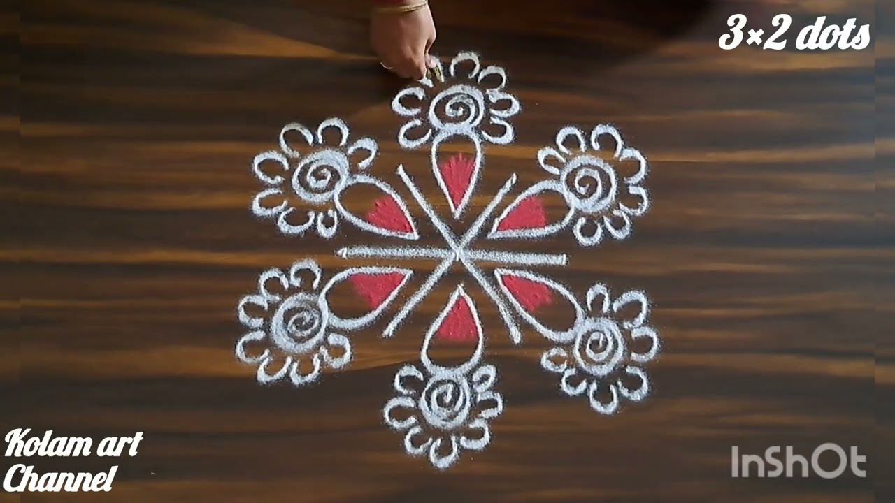 Day 9 Navaratri kolam 💐easy rangoli 🌸 daily rangoli ✨️ simple kolam 💓 #muggulu #rangoli #kolam #art