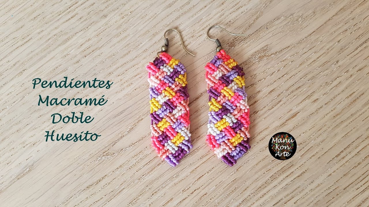 C&oacute;mo Hacer unos PENDIENTES de MACRAME paso a paso FACILES Nudo Fest&oacute;n/How to make Earrings Macrame