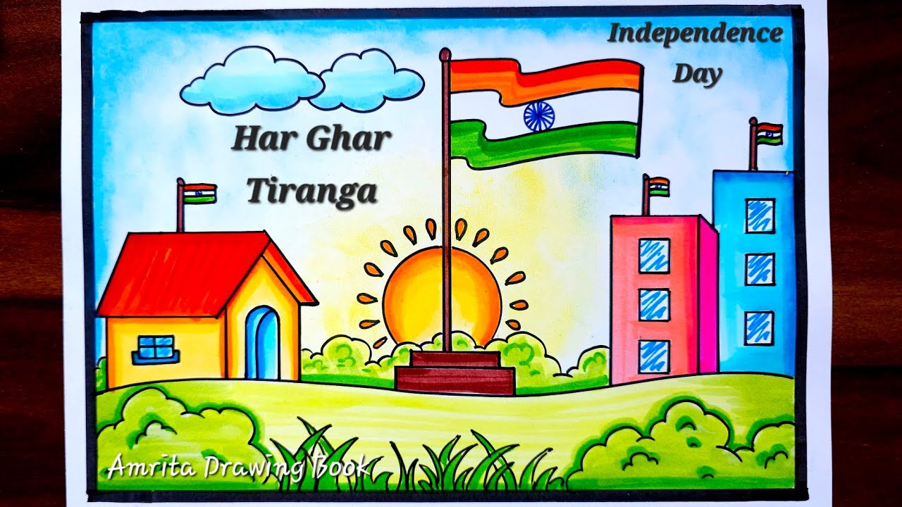 Har Ghar Tiranga Drawing easy | Independence day drawing | 15 August Special Drawing | Easy Poster