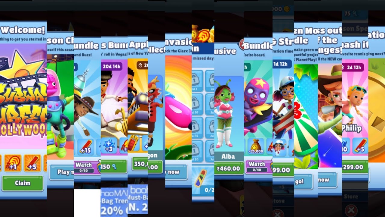 All Upcoming Bundles of Subway Surfers World Tour Hollywood 2024 by Time Travel Subway Surfers 2024