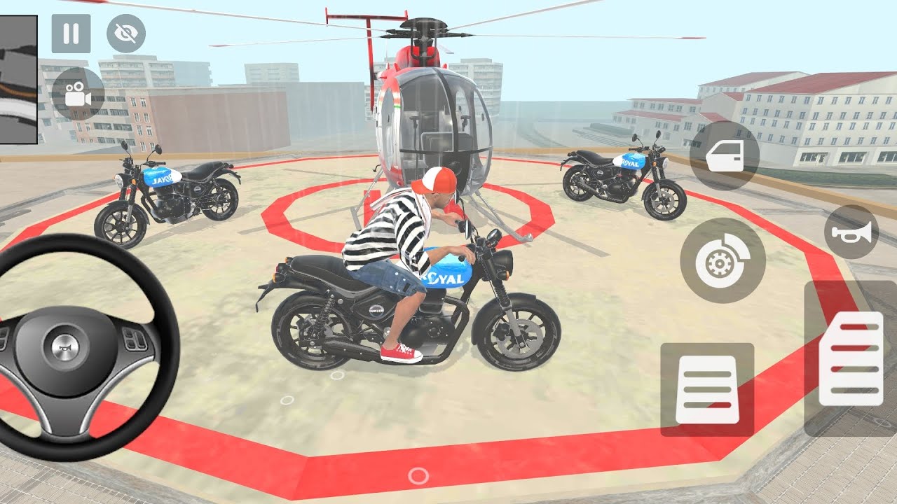 🎮Franklin Order by3️⃣Royal Enfield Hunter 350 Around Helicopter🚁in Indian Bike Thief Auto Simulator🎮