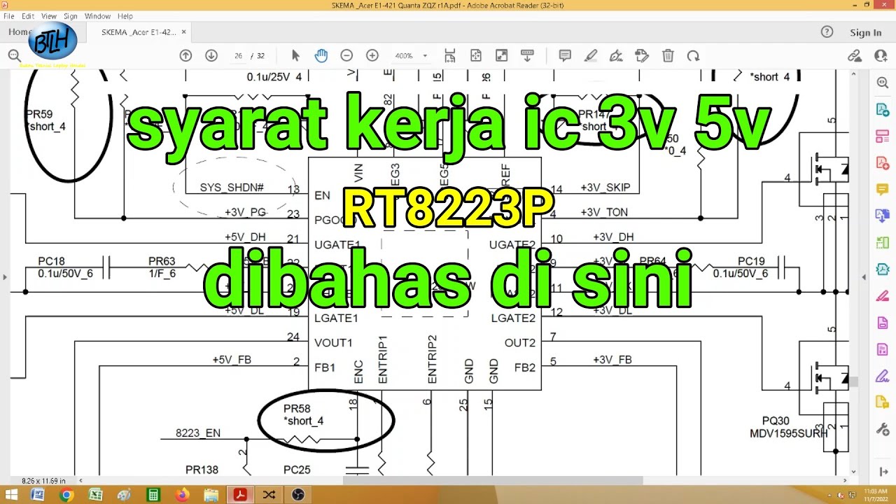 memperbaiki acer E1 421 mati total dan penjelasan syarat kerja ic 3v 5v alw || full ilmu Bro