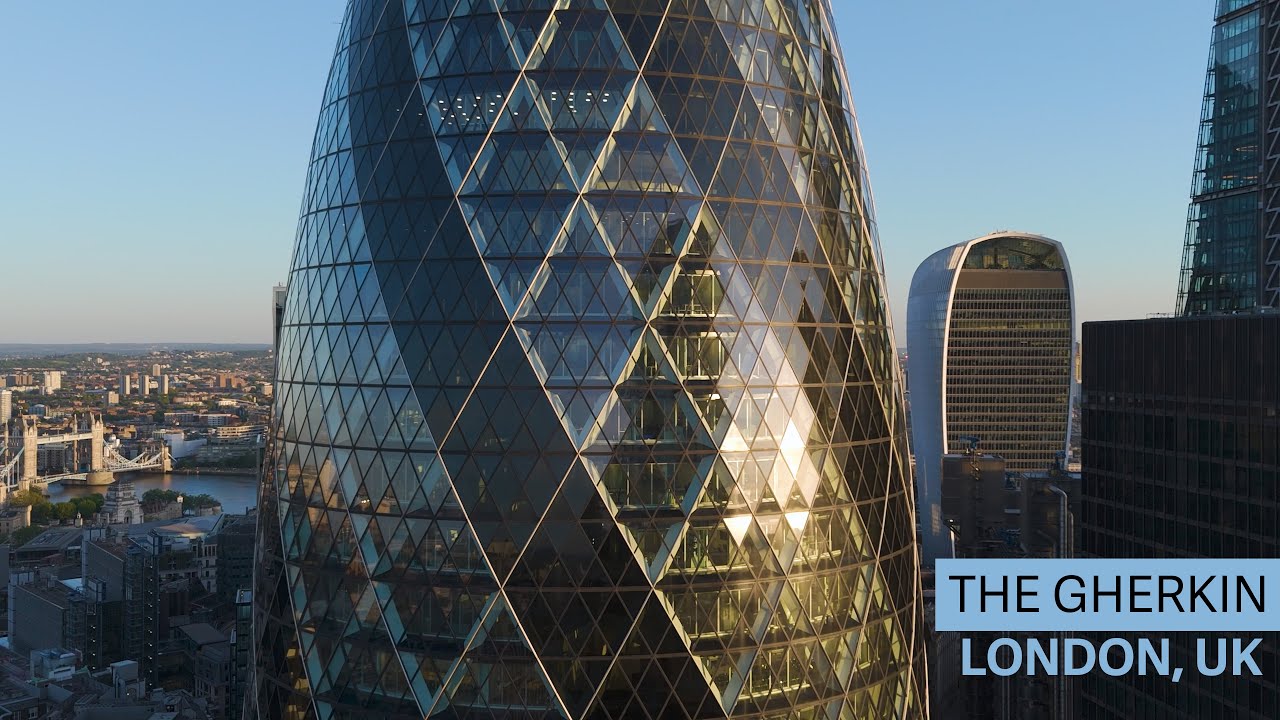 The Gherkin Skyscraper, London Aerial View | 4K Ultra HD Drone Footage