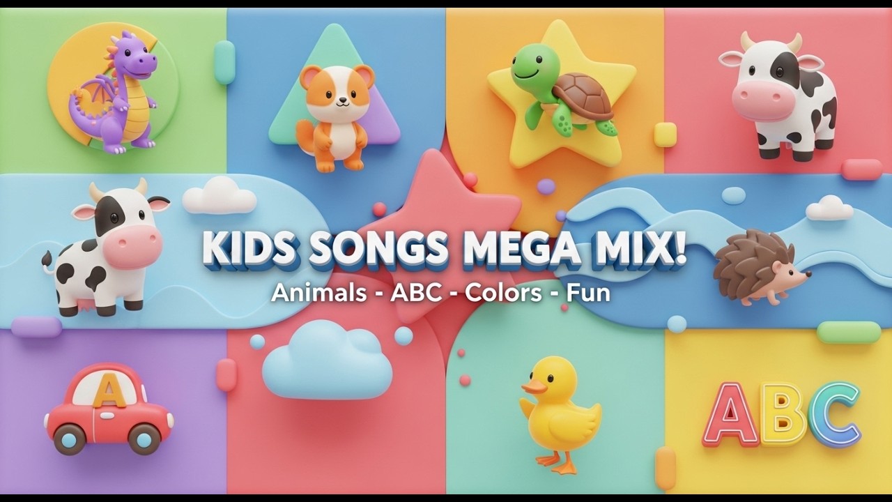 Kids Songs Mega Mix 🌈 | Colors, Animals, ABC, Vehicles & Fun Learning for Toddlers