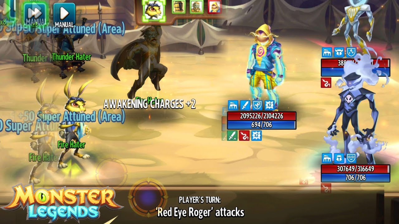 Colosseums | Using Red Eye Roger, Hounen Zennomusuko & Jestin Justice (Monster Legends)