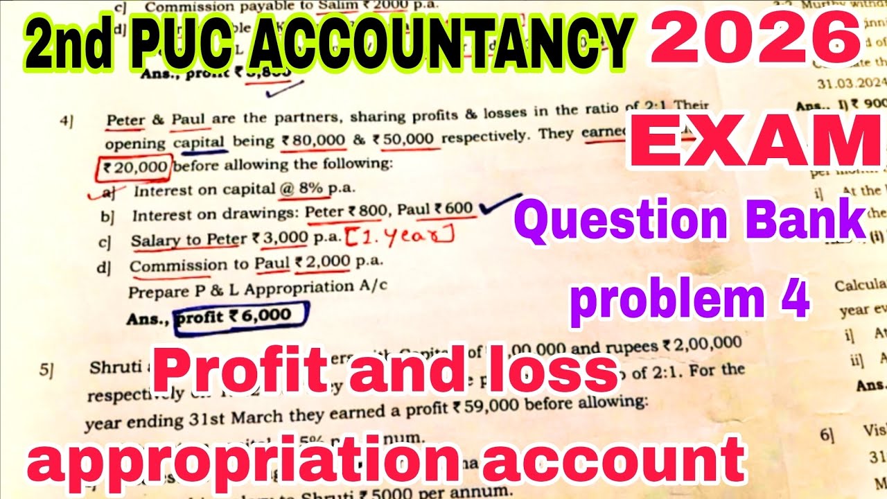 2nd PUC ACCOUNTANCY 🔥 Profit and loss appropriation account 🔥 6 Mark's guarantee