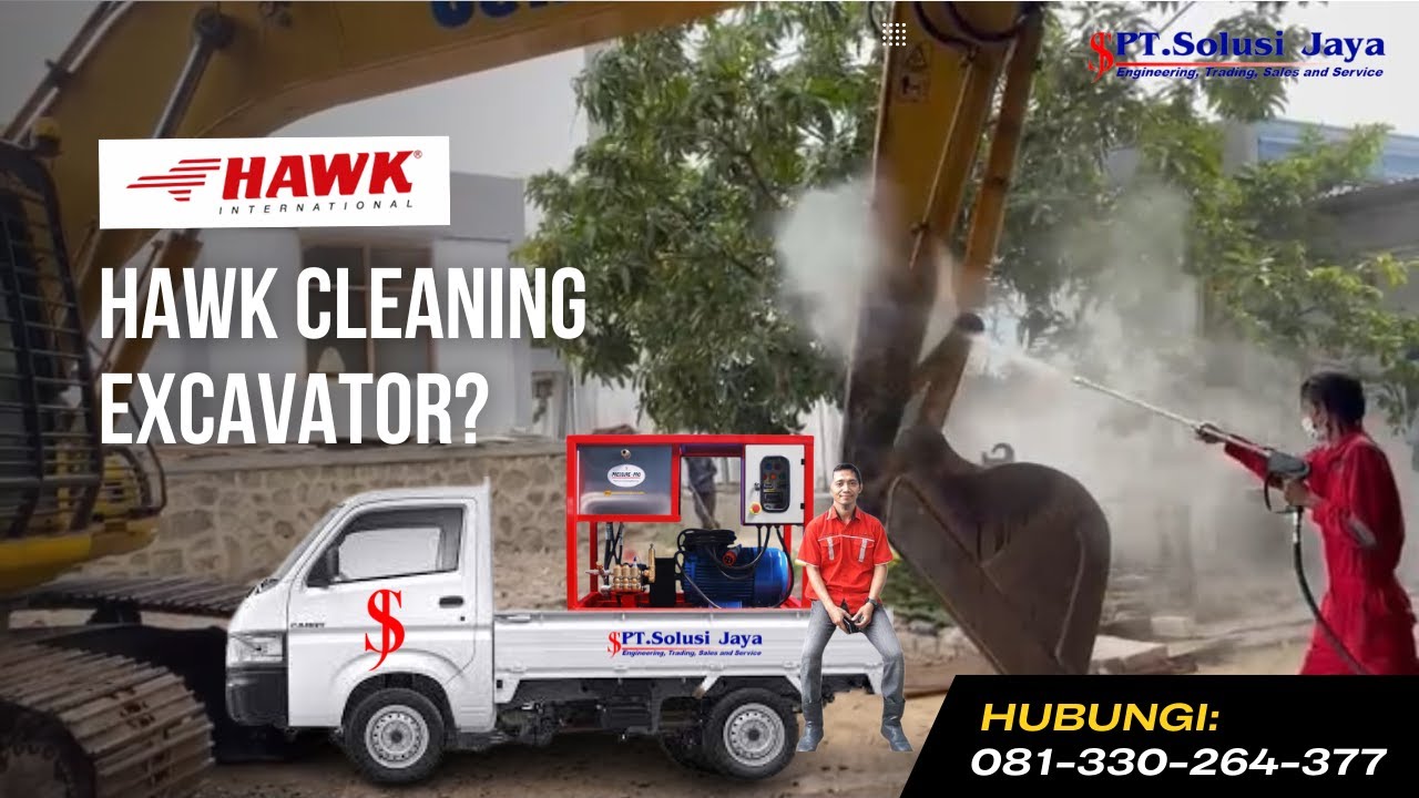 Mencuci Excavator Komatsu dengan Hawk 500 Bar (W 500-21 EPS)