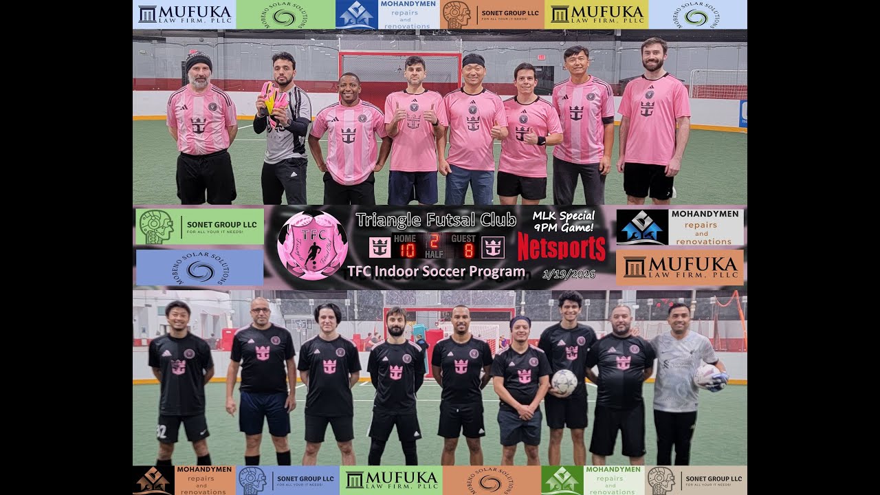 1/19/2026 Monday 9:00pm - Triangle Futsal Club (TFC) - 7v7 indoor soccer (Full Game)
