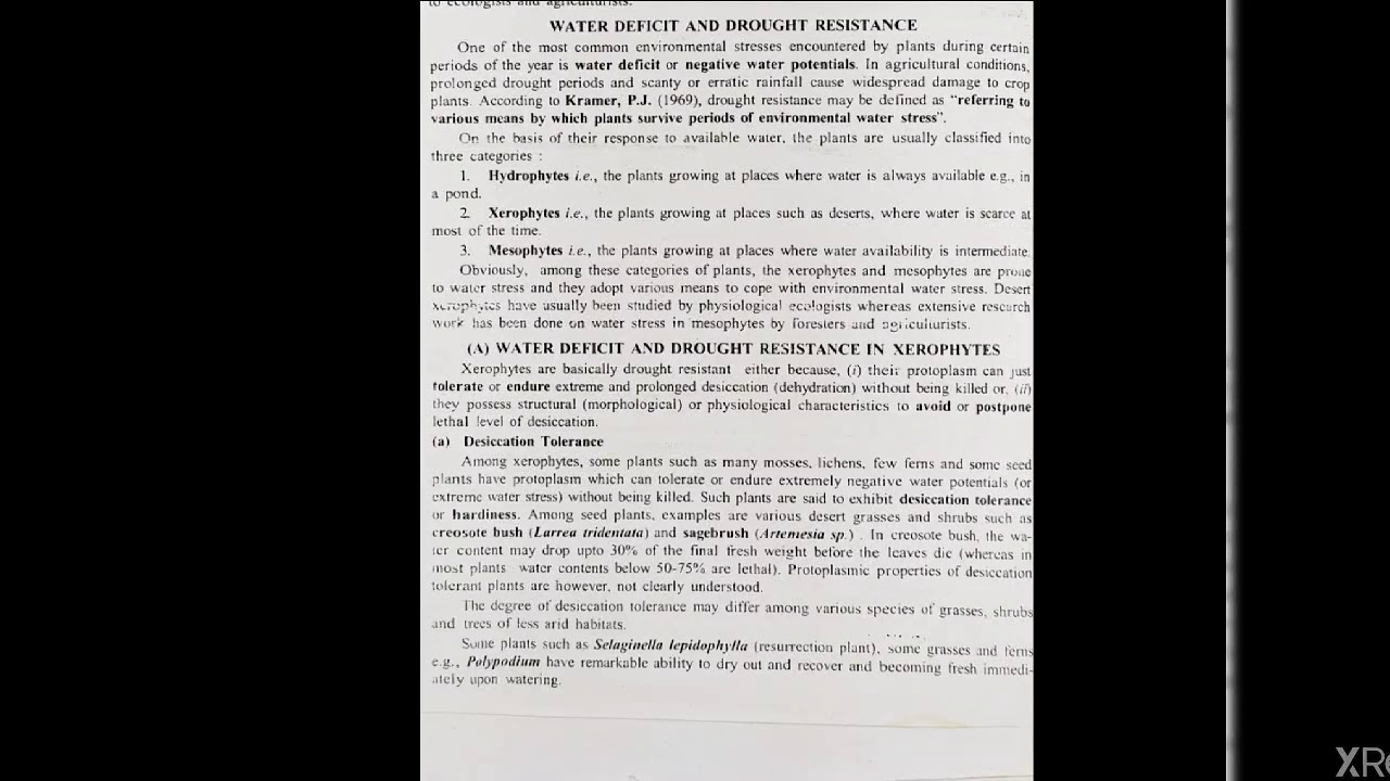 Water deficit & resistance