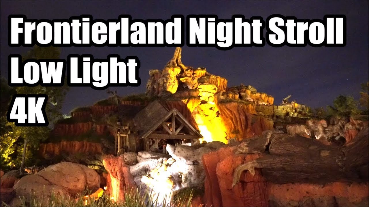 Frontierland at Night - Relaxing Stroll in 4K Ultra Low Light - Disney's Magic Kingdom