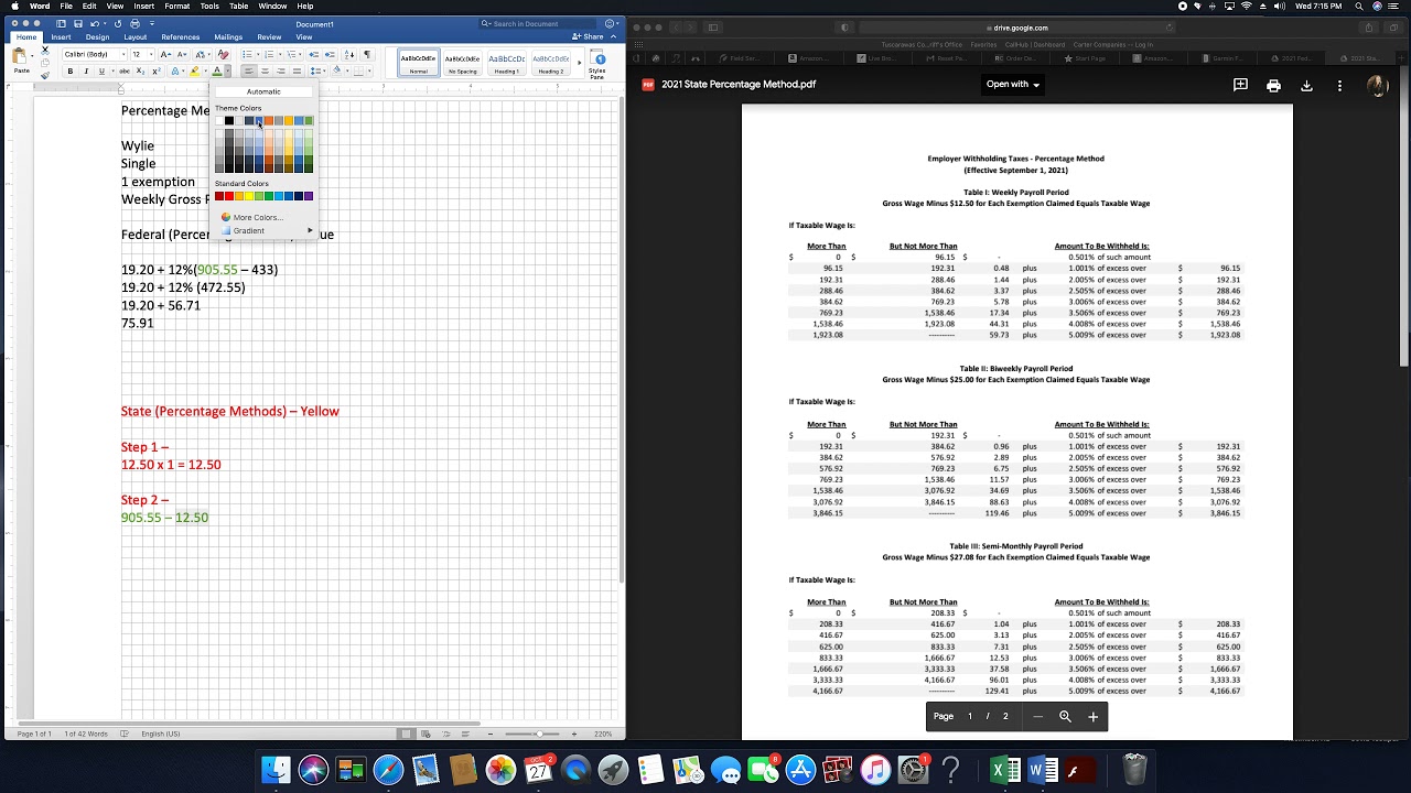 Federal and State Percentage Method Examples (2021)