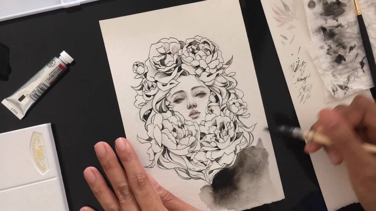 Fiore Nero | Watercolor and Acrylic ink