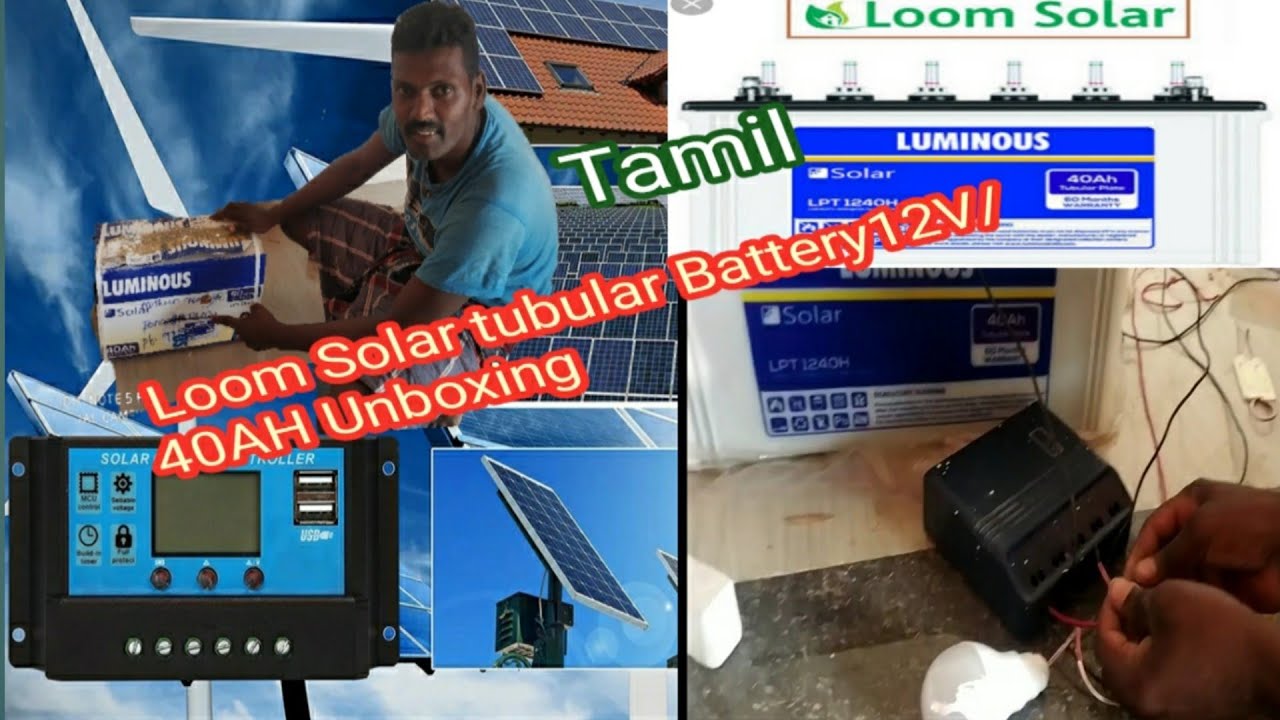 Loom Solar tubular  Battery 12V/40AH  Unboxing /and  charge controller checking/Tamil/Jm tamilminal