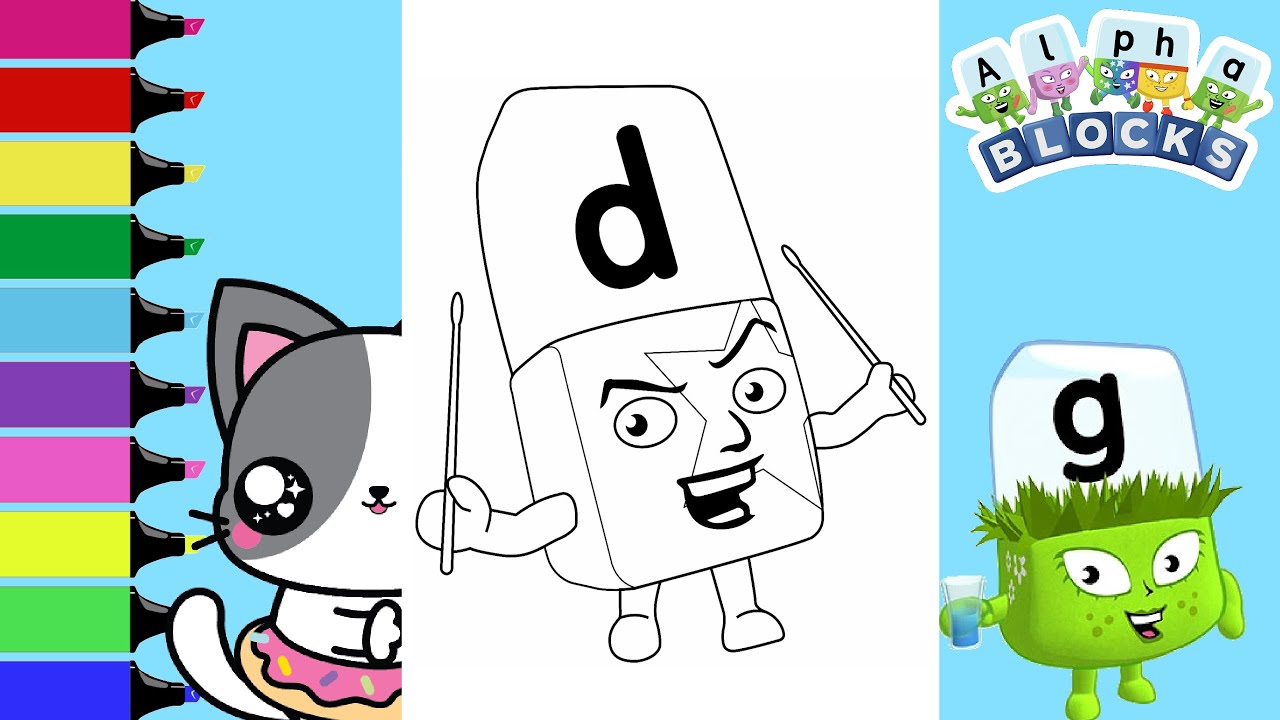 Coloring Alphablocks Letters D E F and G Coloring Book Pages | Sprinkled Donuts JR