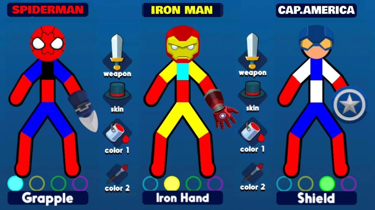 SPIDERMAN vs IRON MAN vs CAPTAIN AMERICA - Supreme Duelist Stickman New Update ( android / ios )