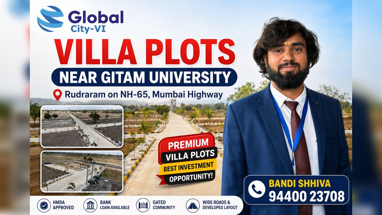 Rudraram NH 65 || Villa plots 2026 || Gitam University || Globalcity6 || HMDA RERA #plots