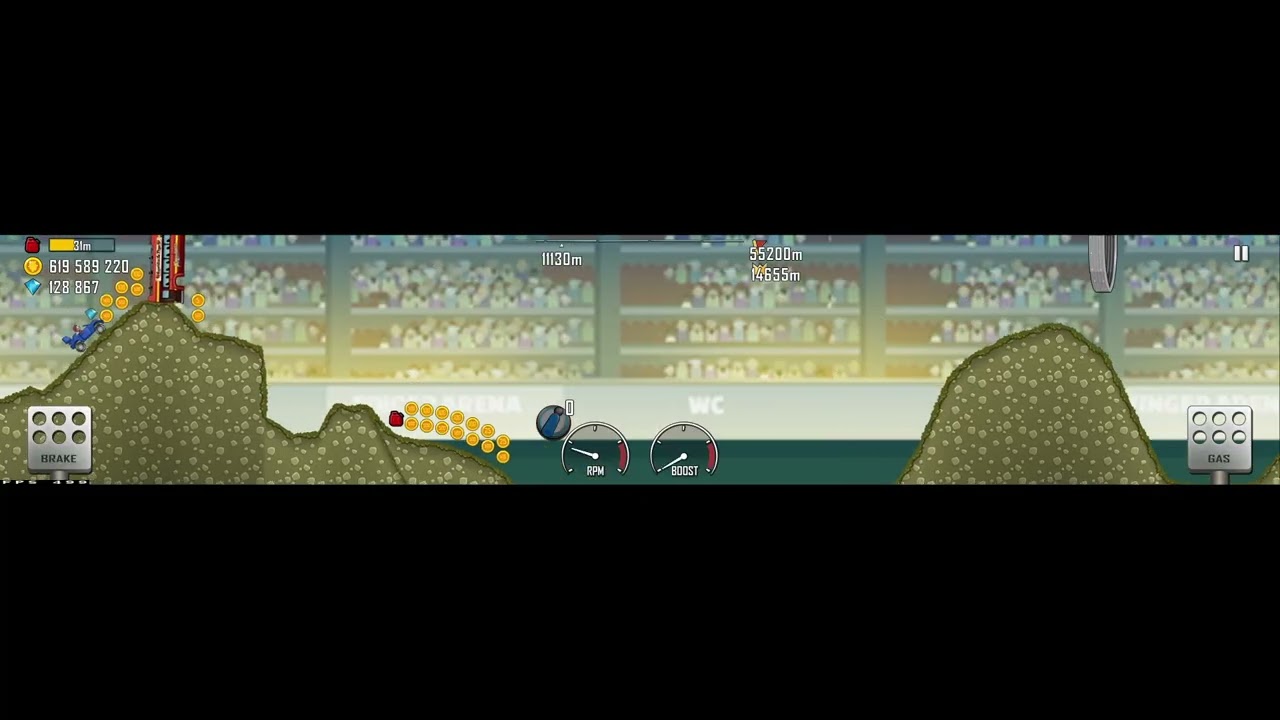 Hill Climb Racing. Rally Car on Arena 18683 meters
