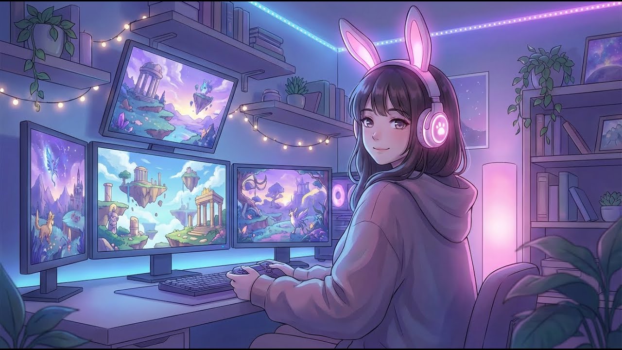 Aesthetic PC Setup — Futuristic Hyperpop Rhythm