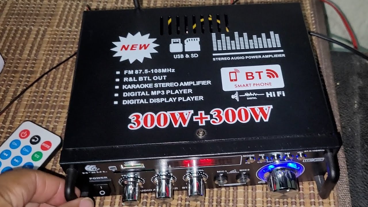 amplificador de som bt 298a-b 300+300w rádio bluethoot
