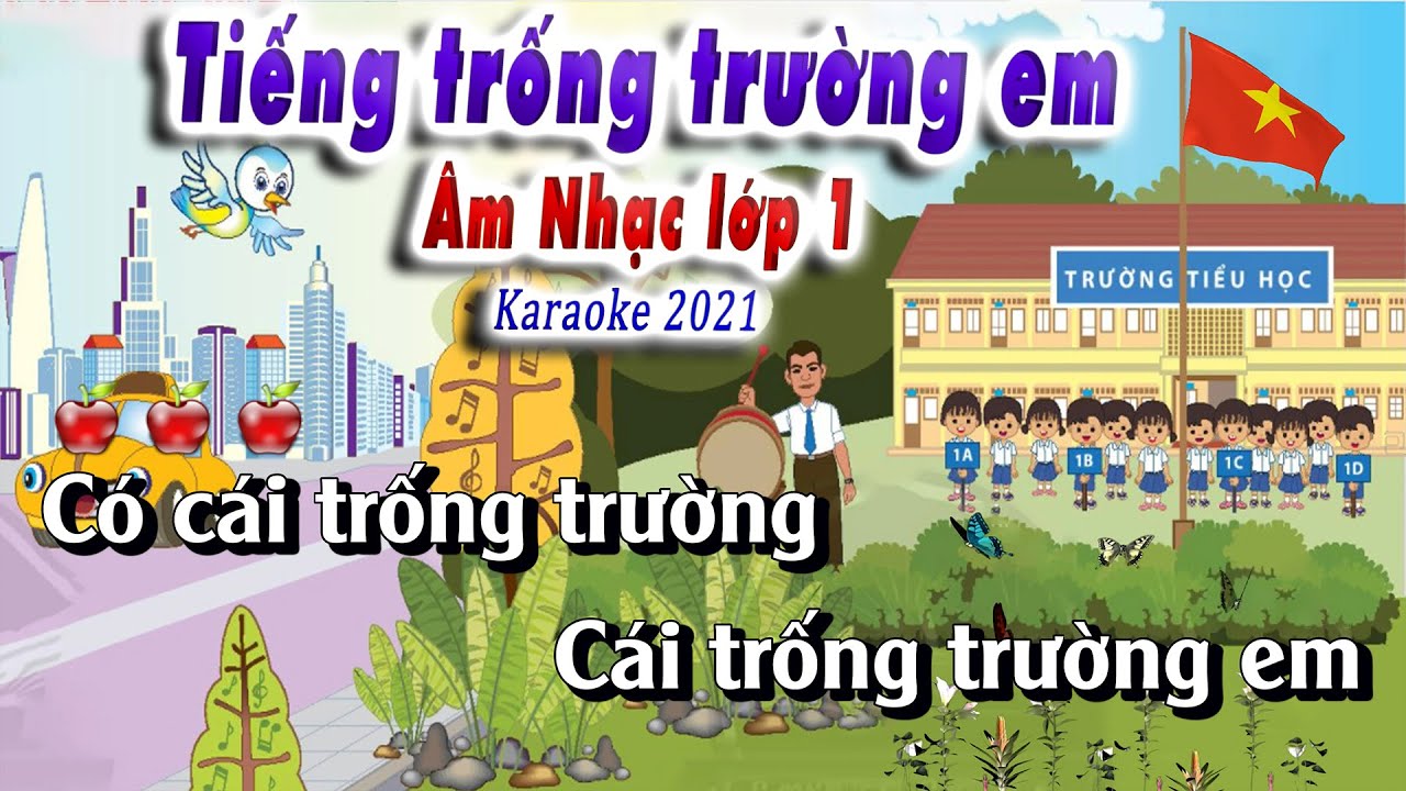 Karaoke - Tiếng Trống Trường Em  - Âm Nhạc lớp 1 - Chân Trời Sáng Tạo || Lớp Nhạc Doremi