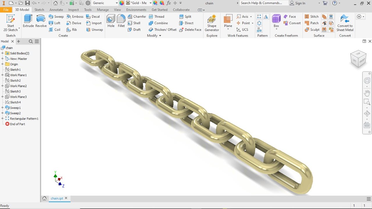 How to Model a Realistic Chain in Autodesk Inventor (Step-by-Step)