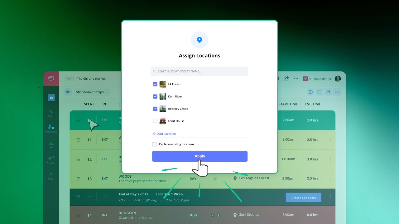 Bulk Assigning Cast & Locations in StudioBinder | Location Management Tutorial