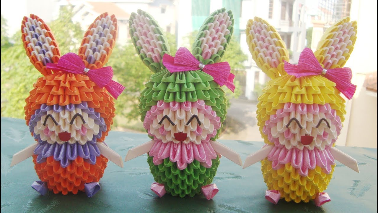 How To Make 3D Origami Rabbit Kid | DIY Paper Kid In Rabbit Costume