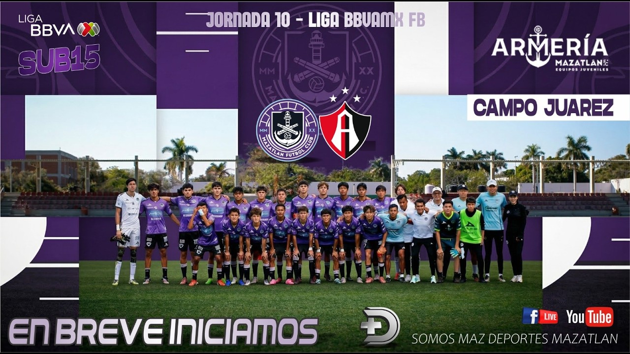 Mazatlan FC 🆚 Atlas FC | Jornada 10 | Liga BBVA MX Sub15 | La Armería - Mazatlán F.C.