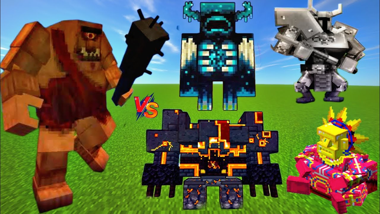 Cyclops Vs Minecraft Bosses - Warden & Netherite Monstrosity & Barako & Ferrous Wroughtnaut