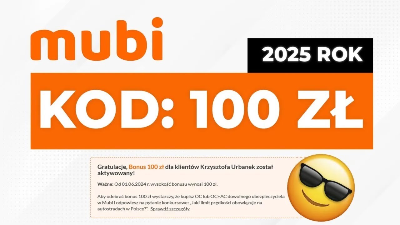 Kod rabatowy Mubi zwrot 100 zł OC/AC &mdash; promocja sierpień 2025