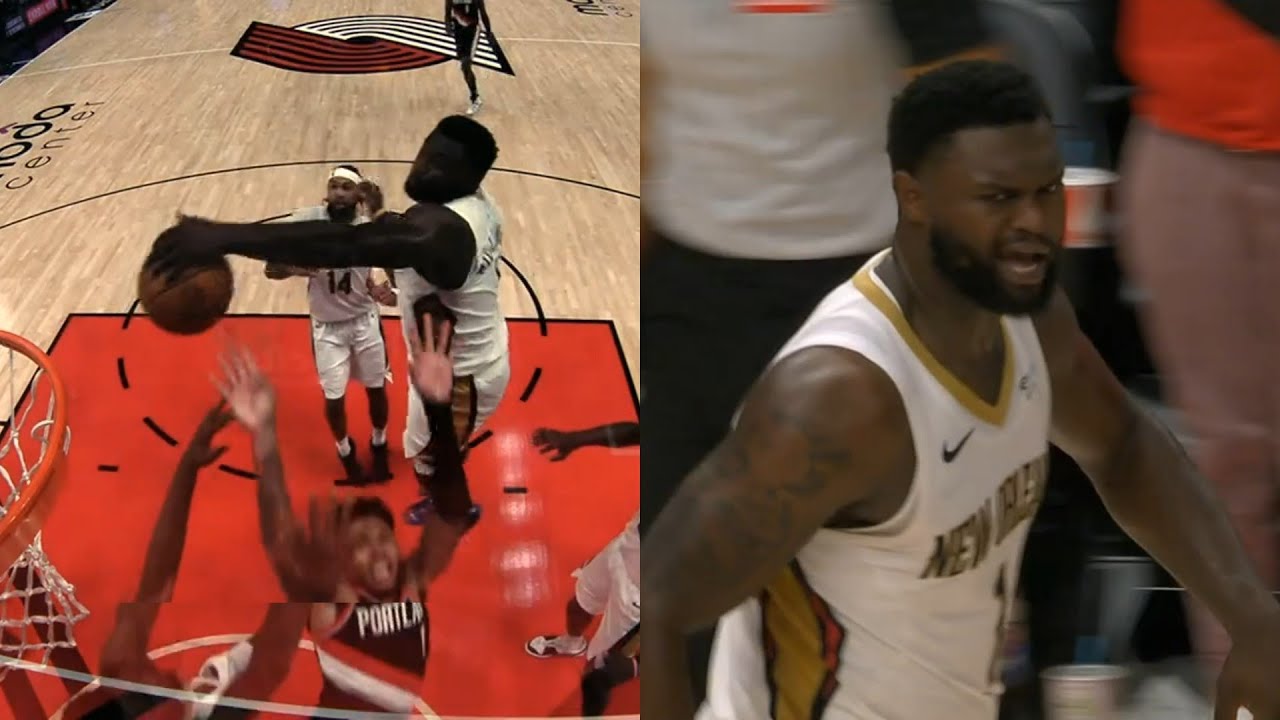 Zion Williamson NASTY block after Brandon Ingram game winner vs Trail Blazers