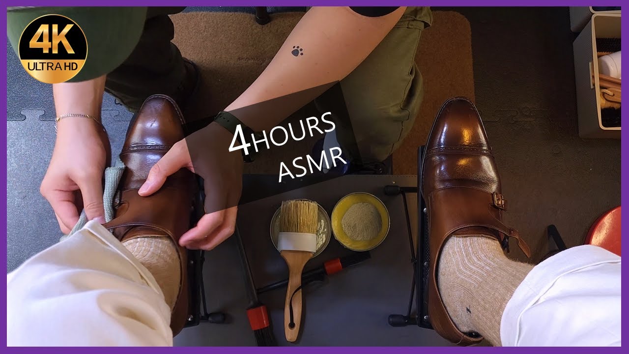 Polish & Unwind: 4Hours of Deep Relaxation | Ultimate Shoe Shine ASMR in 4K