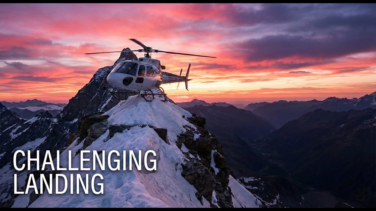 MSFS 2024: Landing an H125 on the Matterhorn Summit at Sunset | Cinematic