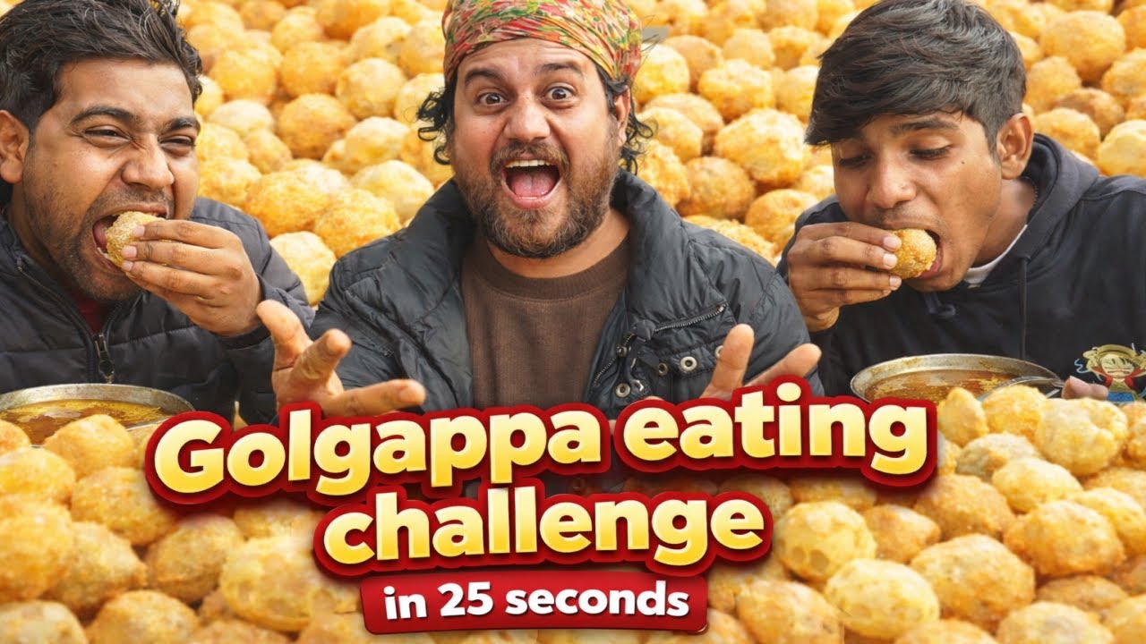 Unlimited golgappa panipuri eating challenge in 25 seconds 