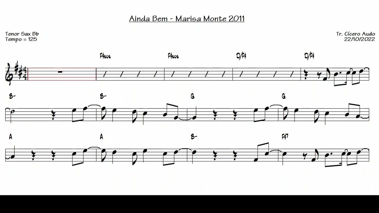 Ainda Bem - Marisa Monte 2011 (Tenor Sax Bb) [Sheet music]