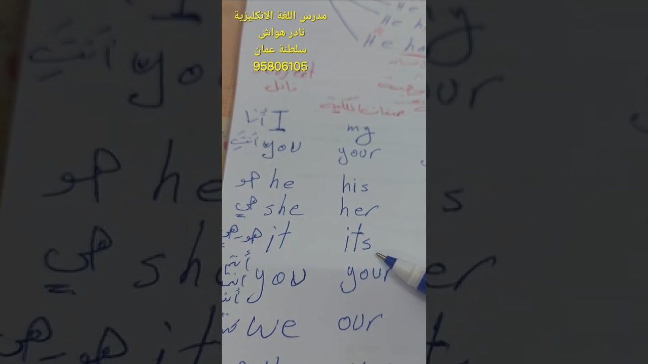 شرح مبسط عن الضمائر الشخصية في اللغة الانكليزيةالمدرس نادر هواش