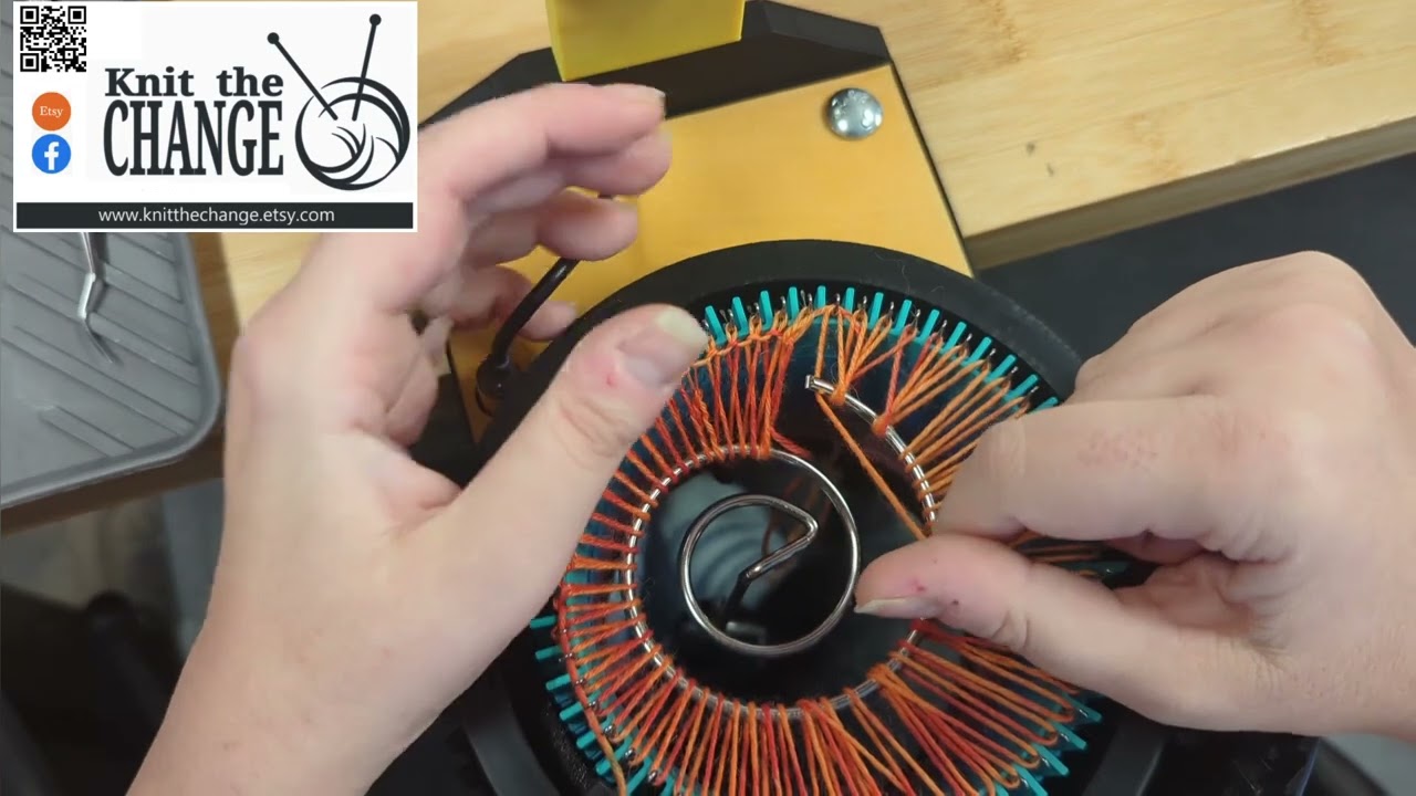 Casting on with spiral tool CSM - Circular sock machine  - Montage des mailles avec l'outil spirale
