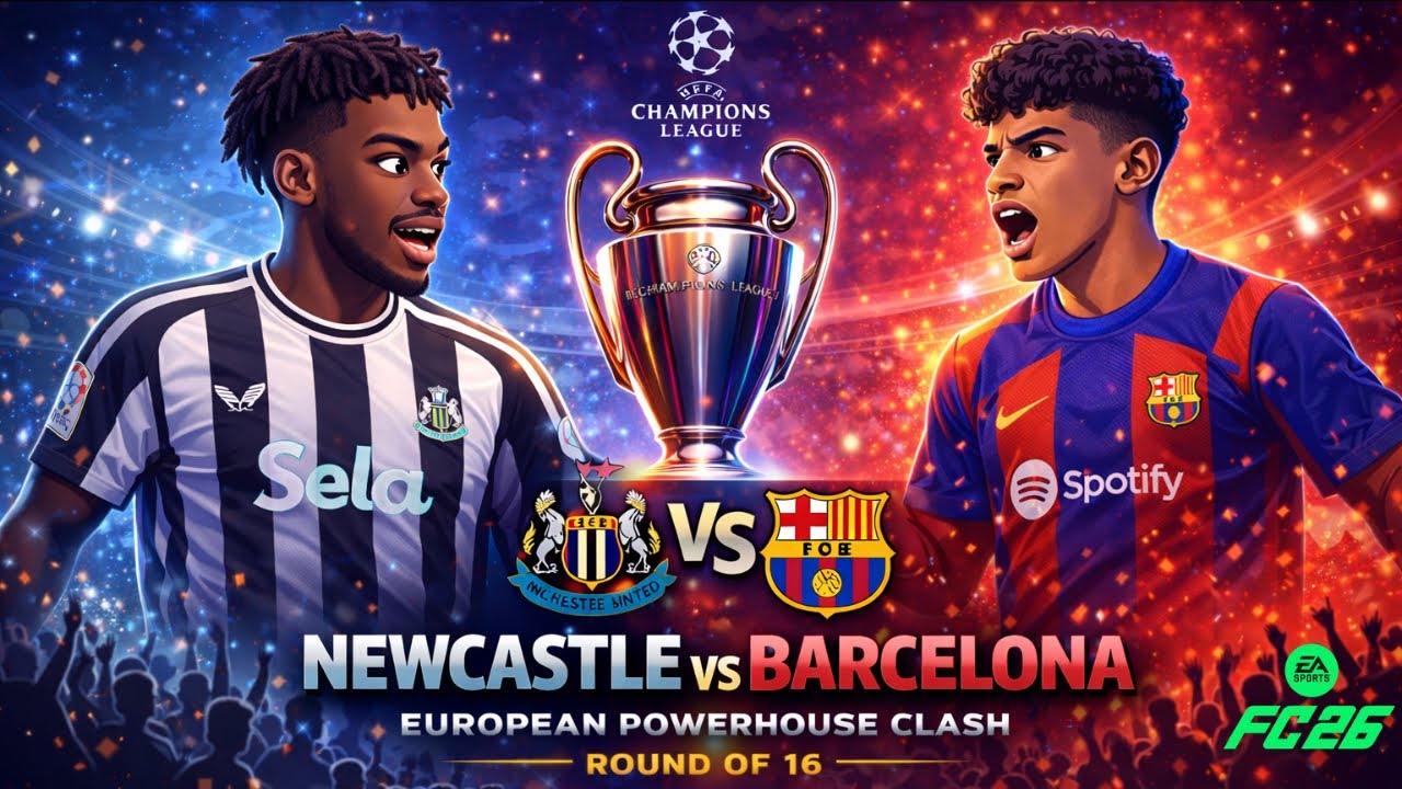 🎮 Ep 87 | NEWCASTLE vs BARCELONA 😱 MAGPIES vs GIANTS! 🔥 Round of 16 WAR | Champions League 25/26