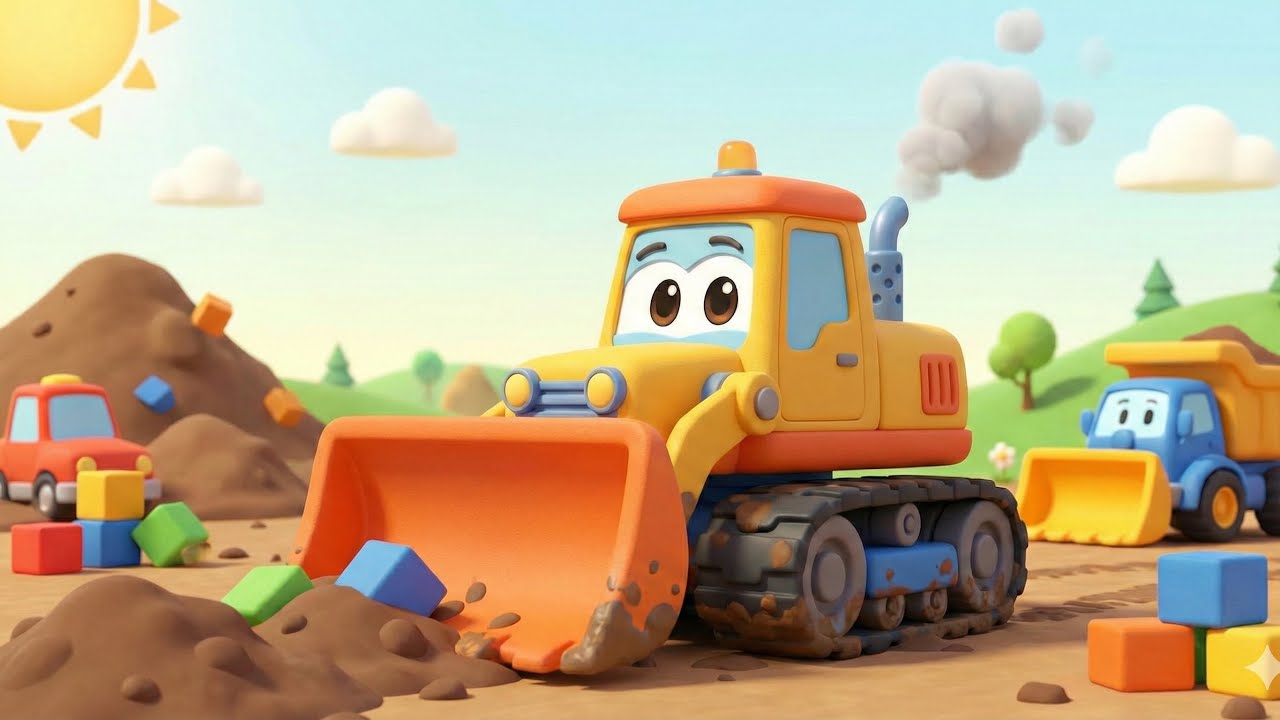 Excavator, Bulldozer & Dump Truck! Street Vehicles Cartoon