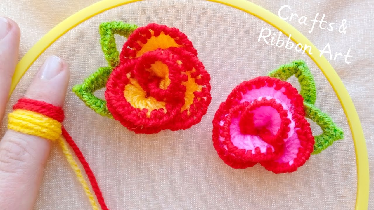Как Красиво 💖🌟 Супер Простая Идея с Пальцем и Пряжей для Создания Удивительных Роз - Вам Понравится