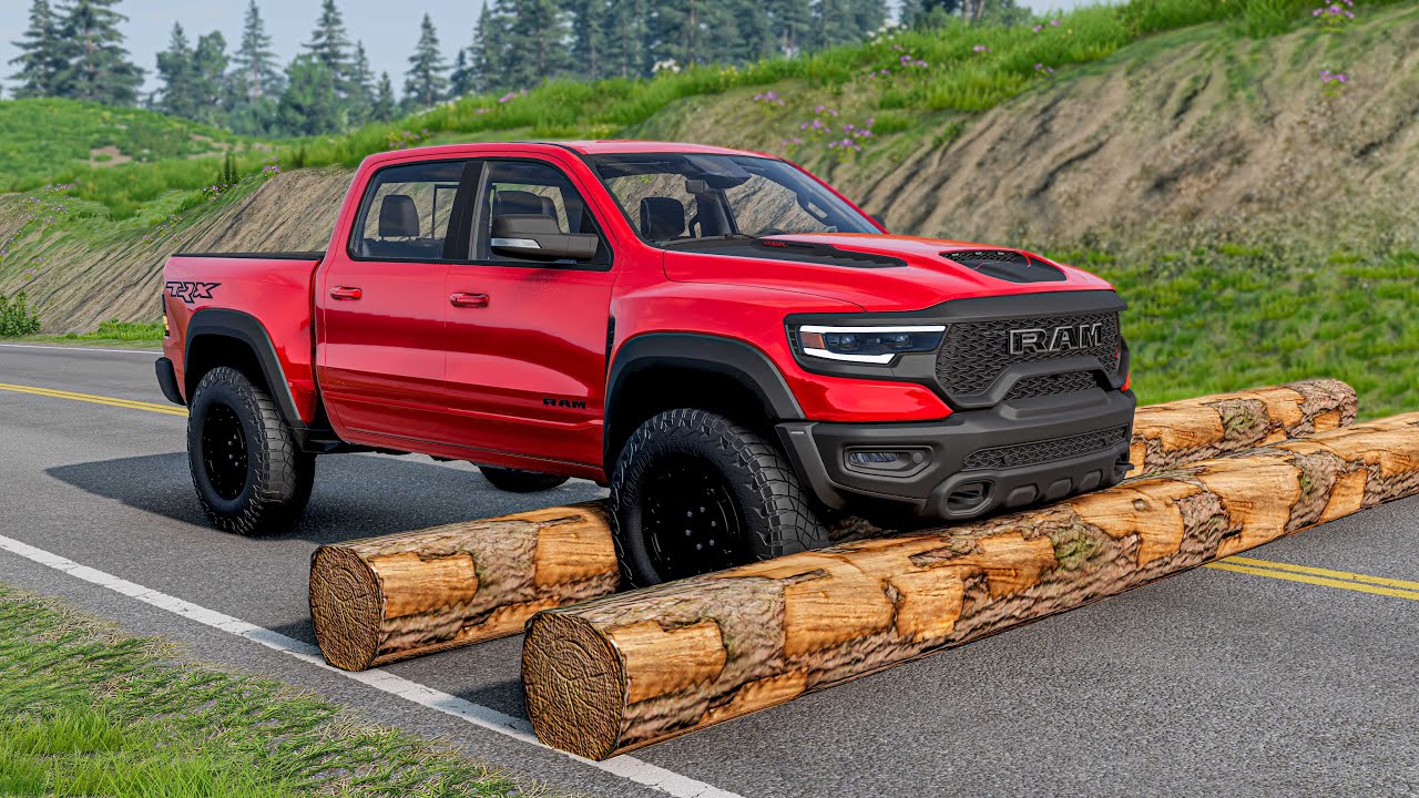 Cars vs Fallen Log BeamNG Drive Challenge Ends in Total Destruction!