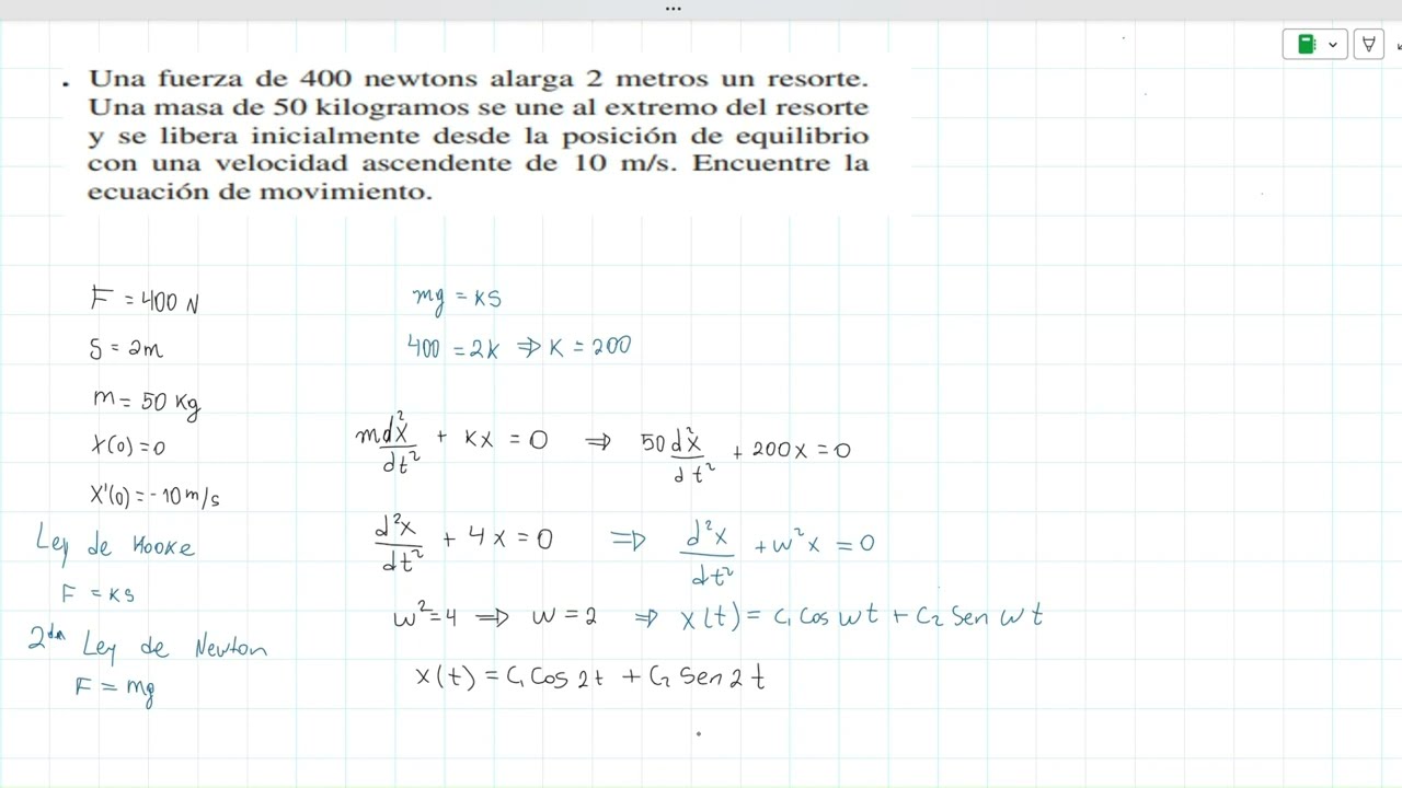 Sistema Masa Resorte Aplicacion | Ecuaciones Diferenciales