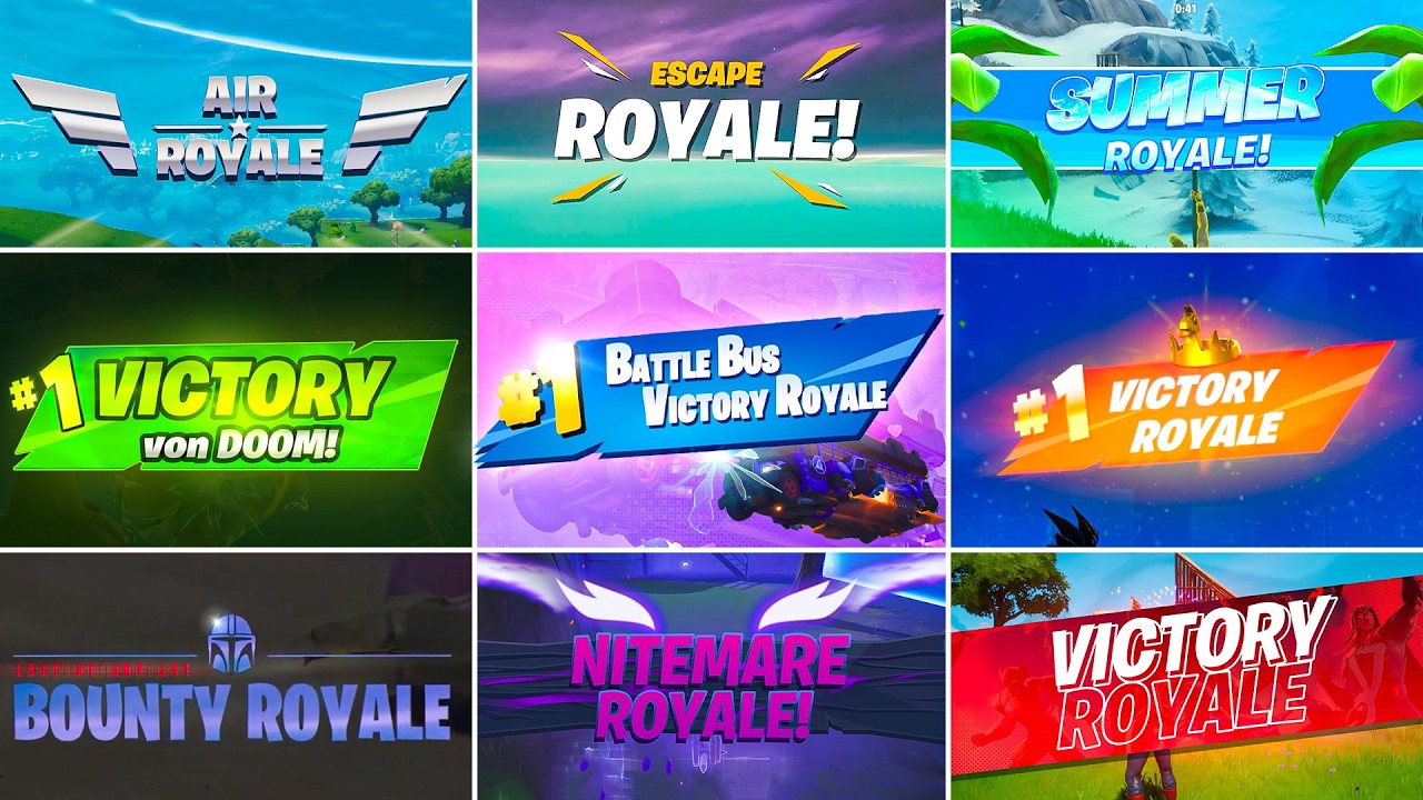 Evolution of Fortnite Victory Royale (Chapter 1 Season 1 - Chapter 7 Season 3)