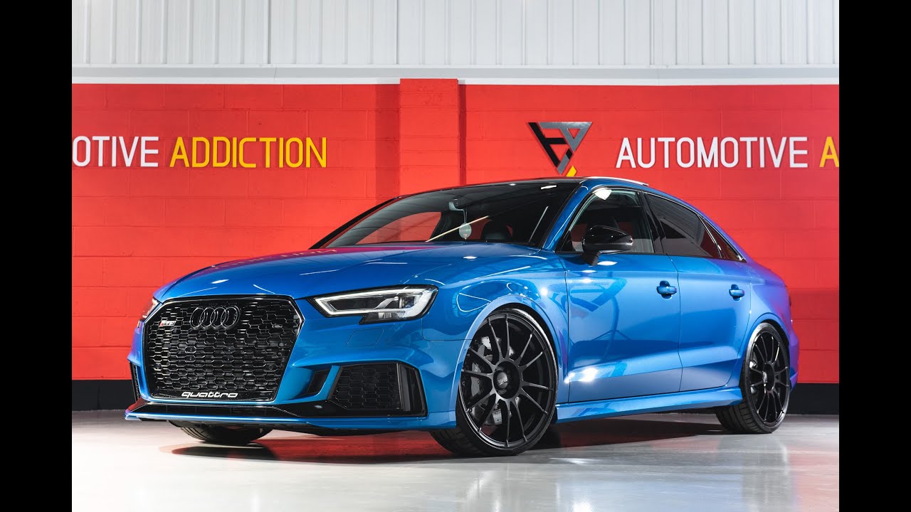 2020 Audi RS3 Saloon Sport Edition in Ara Blue | MRC Stage 2; 514PS For Sale at Automotive Addiction
