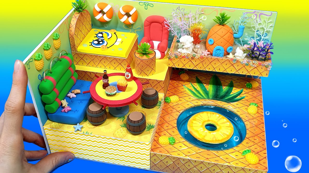 DIY Miniature Spongebob Pineapple Swimming pool Board House # - Spongebob Pineapple World