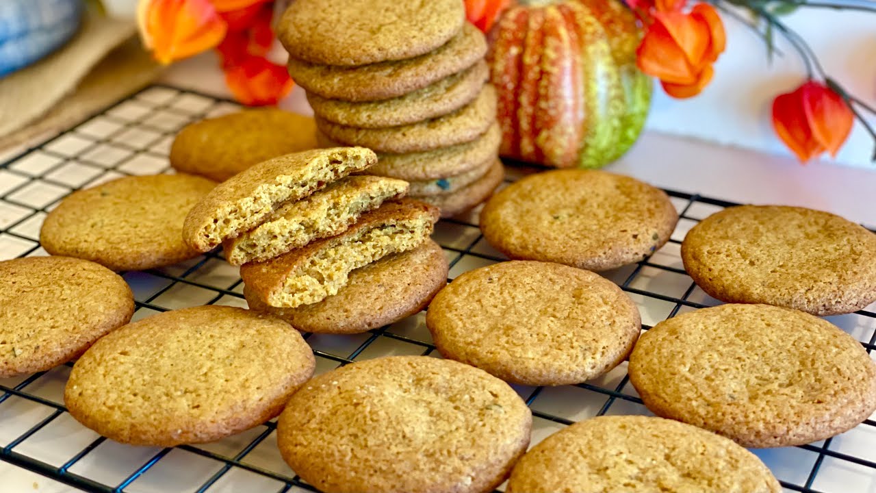 【CC】南瓜曲奇饼干｜如何制作南瓜饼干｜Pumpkin Cookies｜Soft and Chewy